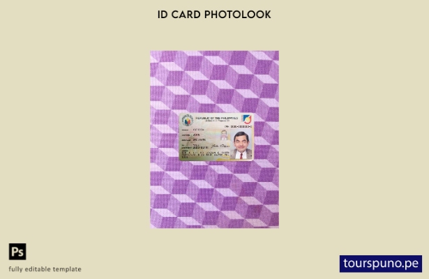 Plantilla FRONTAL de aspecto fotográfico de identificación de Filipinas lista pa